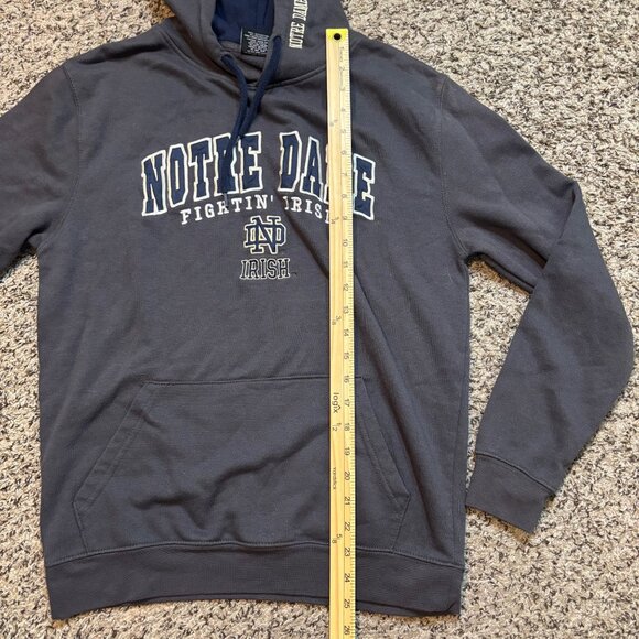 Notre Dame Fighting Irish Hoodie M Colosseum Charcoal Gray Fleece Pullover Kanga - Picture 6 of 7